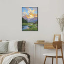 The mountain stream and lawn scenery under the sun is suitable for posting in the living room bedroom office landscape poster wall painting by CozyNest Decor