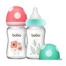 YOHKOH Natural Glass Baby Bottle with Natural Response Nipple, Newborn Anti-Colic Baby Bottles, Wide Neck Mushroom Cap Baby Bottle, Clear ((5.4oz (Pack of 2), Multicolour) by TinyTreasures Baby Boutique