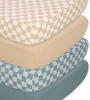 The Peanutshell 4-Pack Organic Fitted Crib Sheet Set - Soft & Breathable Baby Girl or Boy Crib Sheets, 100% Jersey Cotton Nursery Decor, Fit for Standard Mattress Cover- Check by TinyTreasures Baby Boutique