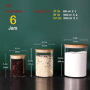 Glass flour Jars with Airtight Lids, 6 Pack Sugar and Flour Salt Containers Set, Extra Large Glass Rice Jar with Bamboo lid for Kitchen, Brown Suger, Beans, Groub Coffee (100OZ/54OZ/27OZ) by CozyNest Decor