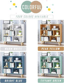 IOTXY Wooden Open Shelf Bookcase - 3-Tier Floor Standing Display Cabinet Rack with Legs, 7 Cubes Bookshelf, Bright Blue by CozyNest Decor