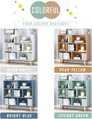 IOTXY Wooden Open Shelf Bookcase - 3-Tier Floor Standing Display Cabinet Rack with Legs, 7 Cubes Bookshelf, Tiffany-Green by CozyNest Decor