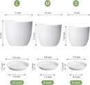 12/10/9 inch Large Plant Pots, 3 Pack Modern Decorative Plastic Planters with Drainage Holes and Saucers, Flower Pots for Indoor Outdoor Plants, White by GreenHaven Gardens
