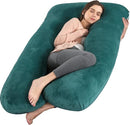 Amagoing 55 inches Pregnancy Pillows for Sleeping, U Shaped Maternity Full Body Pillow for Pregnant Women with Hip, Leg, Back, Belly Support, Removable Washable Velvet Cover (Teal Green) by TinyTreasures Baby Boutique