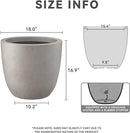 Kante 18 Inch Diameter Round Concrete Planter, Indoor Outdoor Large Plant Pot with Drainage Hole and Rubber Plug for Home Patio Garden, Buff Concrete by GreenHaven Gardens