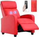 BestMassage | Recliner Chair | with 2 Point Massage Function | Pu Red | with Lumbar Support, Adjustable Push Back, Footrest & Padded Seat | Easy Assembly | for Living Room, Home Theatre by CozyNest Decor