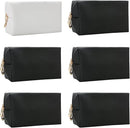 Bridesmaid Proposal Gifts Letter Cosmetic makeup bag bulk for Wedding Party Favors Bachelorette party decorations Toiletry Organizer Bag Makeup Case Gift (6, White&Black) by TinyTreasures Baby Boutique