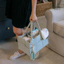 Parker Baby Diaper Caddy - Nursery Storage Bin and Car Organizer for Diapers and Baby Wipes - Sage Green, Large by CozyNest Decor