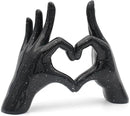 Accessoryway Black Heart Hands Decor Sculpture,Small Love Finger Gesture Decorative Sculpture for Wedding Dresser Shelves Desktop Knick Knacks Home Decor & Ring-Holder Display Stand by CozyNest Decor