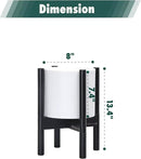 D'vine Dev Planter Pot with Stand - 8 Inch Plastic Cylinder Flower Pot with Wood Planter Holder for Indoor, Matte White Pot + Ebony Stand, 55-C-K-1 by GreenHaven Gardens