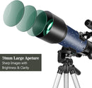 Telescopes, Telescope for Kids and Adults Beginners, 70mm Aperture 400mm Focus Length Refractor Travel Telescope with AZ Mount for Observe The Moon and Landscape (Blue) by TinyTreasures Baby Boutique
