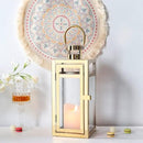 TRIROCKS Stainless Steel Decorative Lantern 12'' High Metal Candle Holder Outdoor Candle Lantern with Tempered Panels for Christmas Home Decor Living Room Parties Events Tabletop Indoor Outdoor (Gold) by CozyNest Decor