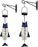 HONGLAND 2 Pack Solar Lantern Outdoor - Metal Fish Hanging Decoration - Waterproof Warm LED Lights Outside - Unique Gifts for Garden Man Women Holiday Days, Birthdays, Attractive Addition to Yard Art by GreenHaven Gardens