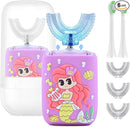 Kids Electric Toothbrush, U Shaped Toothbrush Kids Sonic Automatic Brush with Cup 5 Brush Head 6 Clean Modes IPX7 Waterproof Mermaid Design Rechargeable Smart Timer for Children 8-14 by TinyTreasures Baby Boutique