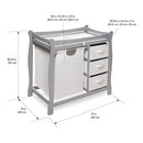 Badger Basket Sleigh-Style Baby Changing Table - Diaper Changing Station with 3 Storage Baskets - Nursery Organizer with Hamper, Changing Pad, Safety Rails - Gray by TinyTreasures Baby Boutique