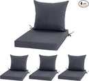 Outdoor Cushions for Patio Furniture, Waterproof Outdoor Chair Cushion w/Fade-Resistant, Removable & Machine-Washable Cover, 22x22 Inch, Deep Seat Sofa/Couch Pad Replacement – Set of 4, Dark Grey by GreenHaven Gardens
