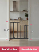 36.2" Extra Tall Baby Gate for Stairs, 29.5-46" Wide Dog Gate for Doorways, Walk Thru Auto Close Metal Child Gate for The House, Stairs and Doorways, Pet Gate Pressure Mounted Dog Gate Indoor (Black) by TinyTreasures Baby Boutique