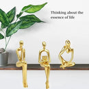 Gold Home Decor Thinker Statue Accents, Set of 3 Thinker Sculptures Office Decor Modern Abstract Resin Decoration on Shelf Table Desk for Living Room Office Bedroom (Large Gold) by CozyNest Decor