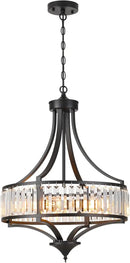 Modern Black Crystal Chandelier, 20 Inch Large Ceiling Pendant Light Fixture with 50'' Adjustable Hanging Chain, 5-Light Farmhouse Chandelier for Dining Room, Living Room, Bedroom, Entryway by CozyNest Decor