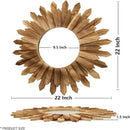 LOSOUR 2 Pack 22 Inch Boho Wall Sunburst Mirror Rustic Round Wood Decorative Mirror Boho Wall Art Decor for Entryway Bedroom Living Room by CozyNest Decor