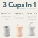 PandaEar Silicone Training Cup, 3 Pack Baby Drinking Sippy Cups with Straw for Baby and Toddler 6 Months+ (Brown/Pink/Gray) by TinyTreasures Baby Boutique