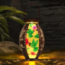 Starsoul Flamingo + Hummingbird Solar Lantern Solar Hot Air Balloon Flickering Flame Hanging Garden Light Stained Glass & Metal Outdoor Lantern Waterproof Hummingbird Hanging Lantern by GreenHaven Gardens