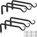 Worth Garden 6-Pack 7" Plant Hanger Bracket - Forged Wrought Iron Powder-Coated Heavy Duty Wall Hook - Black Plant Hanging Hooks - Durable and Stable for Bird Feeders, Planters Indoor & Outdoor by GreenHaven Gardens