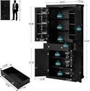 usikey 72” Kitchen Pantry Cabinet, Tall Storage Cabinet with 4 Doors and 1 Drawer, Freestanding Cupboard with 6 Hanging Shelves and Adjustable Shelves for Kitchen, Dining Room,Living Room, Black by CozyNest Decor