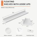 Solid Ash Wood Picture Ledge Shelf, 24 Inch Floating Shelves with Lip Set of 2, Photo Ledge Shelf Nursery Bookshelf Wall Mounted for Living Room Bedroom Decor, White by TinyTreasures Baby Boutique