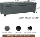 Joveco 47 Inch Storage Ottoman Bench,Tufted Fabric Storage Bench with Nailhead Trim for Bedroom (47”,Gray) by CozyNest Decor