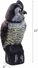 Owl Decoy 360 Rotate Head, Scarecrow Fake Owls Natural Enemy Realistic Owls to Scare Birds Away by GreenHaven Gardens