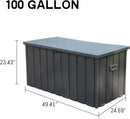 KUIKUI 100 Gallon Deck Box Waterproof, 100 Gallon Outdoor Storage Box, Metal Deck Box Waterproof for Pool Patio Cushions and Sports Pools Equipment, Dark Gray by GreenHaven Gardens