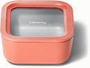 Caraway Glass Food Storage - 4.4 Cup Glass Container - Ceramic Coated Food Container - Non Toxic, Non Stick Lunch Box Container with Glass Lids - Dishwasher, Oven, & Microwave Safe - Perracotta by TinyTreasures Baby Boutique