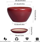 Ceramic Plant Pot 9 Inch - Planter Pot with Drainage Hole and Saucer, Round Large Planter for Indoor Plants, Outdoor Flower Pot for House Patio Decor, Red by GreenHaven Gardens