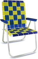 Lawn Chair USA Folding Aluminum Outdoor Patio Lawn Chair | Heavy-Duty Webbed Chairs for Camping, Sports, Beach, Yard & Tailgating | Lightweight Portable | Classic - Blue/Yellow by GreenHaven Gardens