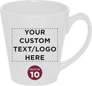 DISCOUNT PROMOS Custom Glossy Ceramic Latte Coffee Mug 12 oz. Set of 10, Personalized Bulk Pack - Perfect for Tea, Espresso, Cappuccino, Hot Cocoa - White by CozyNest Decor