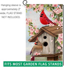 BLKWHT Spring Cardinal Bird Garden Flag 12x18 Vertical Double Sided Pink Flowers Tree Summer Farmhouse Holiday Outside Decorations Burlap Yard Flag BW792 by GreenHaven Gardens