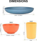 HOTEC 20-Pack Unbreakable Kitchen Plastic Wheat Straw Dinnerware Set – BPA-Free Plates, Bowls & Cups | Lightweight, Microwave & Dishwasher Safe | Multicolor Reusable Tableware for Home & Outdoor Use by CozyNest Decor