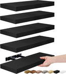 Sorbus Floating Shelves for Wall, Bathroom Shelves Wall Mounted for Kitchen, Bedroom, Living Room, Bathroom Storage, Over Toilet, Hanging Book Shelf for Ｗall Home Decor (Black, 5 Pack) by CozyNest Decor