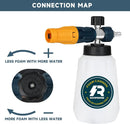 Sooprinse Foam Cannon with 1/4 Inch Quick Connector, Heavy Duty Car Foam Blaster Wide Neck Adjustable Snow Foam Lance for Pressure Washer, 5 Pressure Washer Nozzle Tips, 1 Liter by GreenHaven Gardens