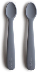 mushie Silicone Baby Feeding Spoons | 2 Pack (Tradewinds) by TinyTreasures Baby Boutique