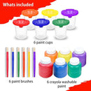 Kids Painting Set, Washable Paint for Kids with Paint Cups, Toddler Paintbrushes, Non Toxic Washable Finger Paints 2 Ounce Each, Toddler Painting Supplies by TinyTreasures Baby Boutique