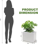 Metal Planter Box Rectangular Block-No Installation Required Galvanized Steel Long Box Planter Modern Outdoor Planters All-Weather Use with Drainage Holes for Patio/Porch,16 ×12×12IN（White） by GreenHaven Gardens