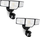 LUTEC 80W 9000LM LED Security Lights Motion Sensor Outdoor Lights, 4 Head LED Flood Light Outdoor 5000K Daylight, IP65 Waterproof, Motion Detected Light for Outside, Garage, Yard - 2 Pack (Black) by GreenHaven Gardens