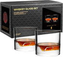 Lake Tahoe Heavy Crystal Whiskey Glasses Gift Set of 2, Thick Freezable Bourbon Glass 1lb Each, Premium Whiskey Gifts for Men, Frozen Crystal Chills Cocktails, 10 oz by CozyNest Decor