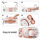 Collapsible Baby Bathtub,Baby Bath Tub with Soft Cushion & Thermometer,Baby Bathtub Newborn to Toddler 0-36 Months,Portable Travel Baby Tub by TinyTreasures Baby Boutique
