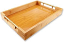 Bamboo Wood Serving Tray with Gold Polished Metal Handles, Decorative Tray Platter Coffee Table Tray Rectangular Wooden Breakfast Tray for Ottoman, Kitchen, Bedroom, Lap &Couch - 15x10.4 Inch by CozyNest Decor
