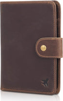 Polare Luxury RFID Blocking Leather Passport Holder Travel Wallet For Men and Women (Dark Brown(Snap Version)) by TinyTreasures Baby Boutique
