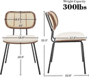 Rattan Dining Chairs Set of 2, Mid Century Modern Dining Chairs with Cane Back for Kitchen Dining Room, 19 Inch Faux Leather Beige by CozyNest Decor