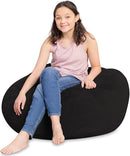 Posh Creations Bean Bag Chair for Kids, Teens, and Adults Includes Removable and Machine Washable Cover, Soft Faux Rabbit Fur - Black, 38in - Large by TinyTreasures Baby Boutique